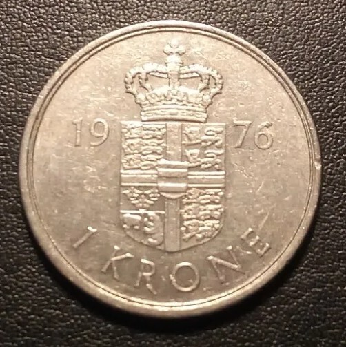 1976 Denmark One Krone Coin