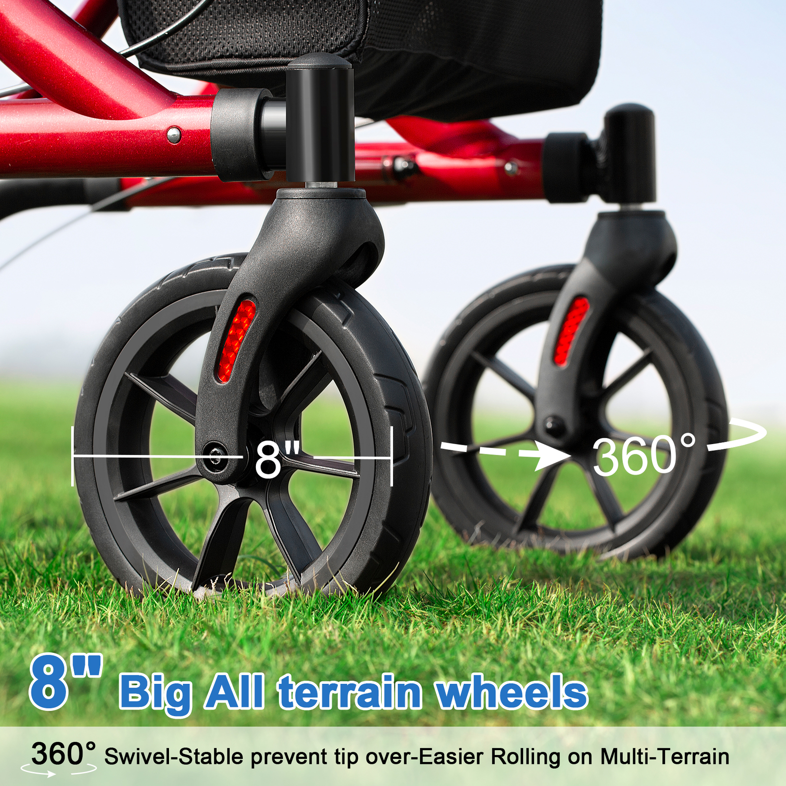 Senior Walker Lightweight Rollator Walker With Seat Wheels Brakes & Storage Bag