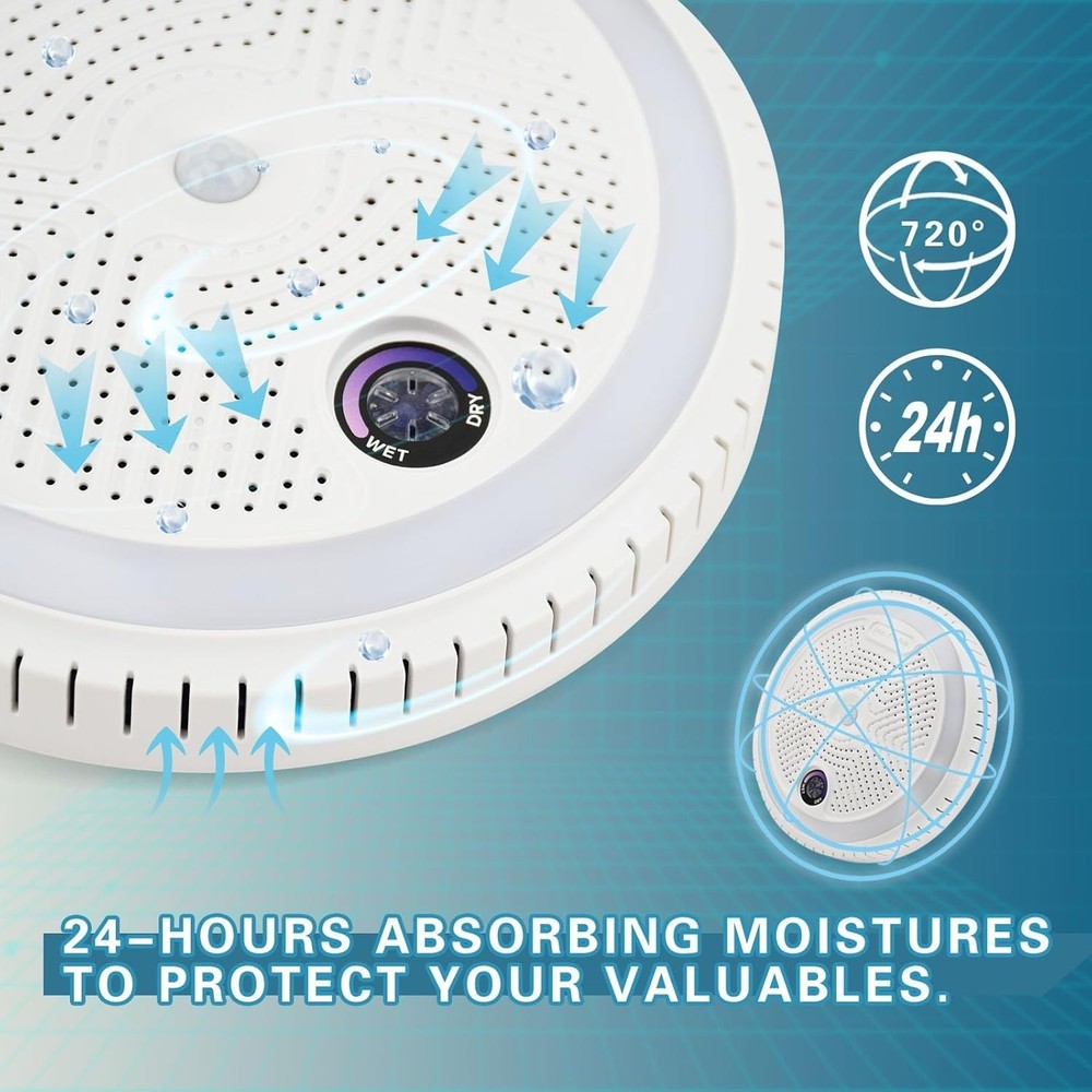 2-in-1 Rechargeable Dehumidifier with Motion Sensor Light - Approved, White