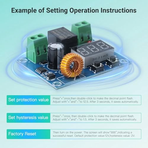 12V-36V DC Voltage Protection Module, Digital Low Voltage Protector with 2PCS