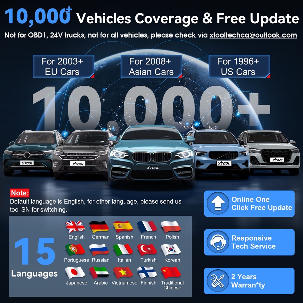 XTOOL D6S OBD2 Scanner Full System Diagnostic Code Reader Scan Tool FCA Autoauth