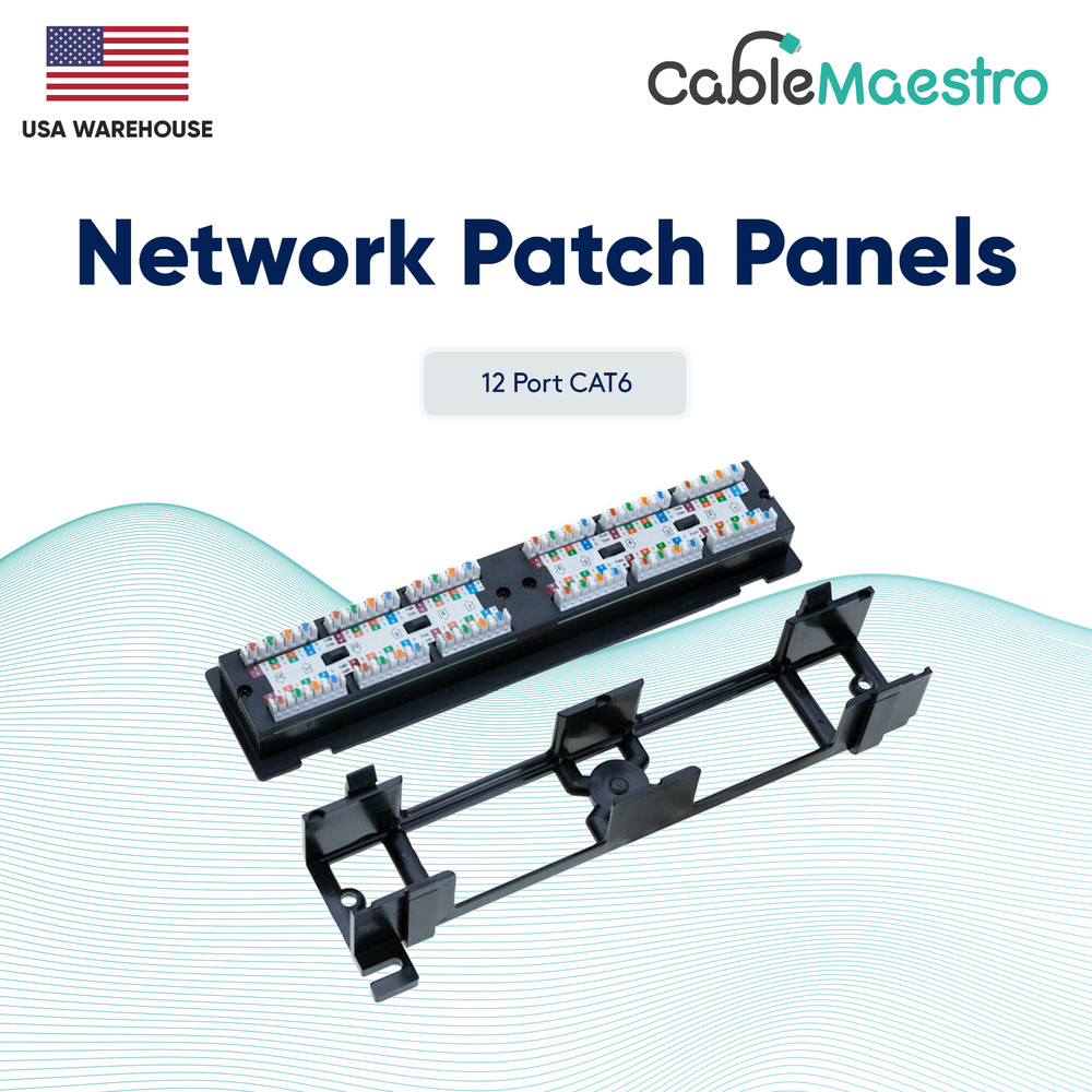 Mini Patch Panel UTP 12 Port CAT6 RJ45 110 Network Surface Wall Mount Bracket