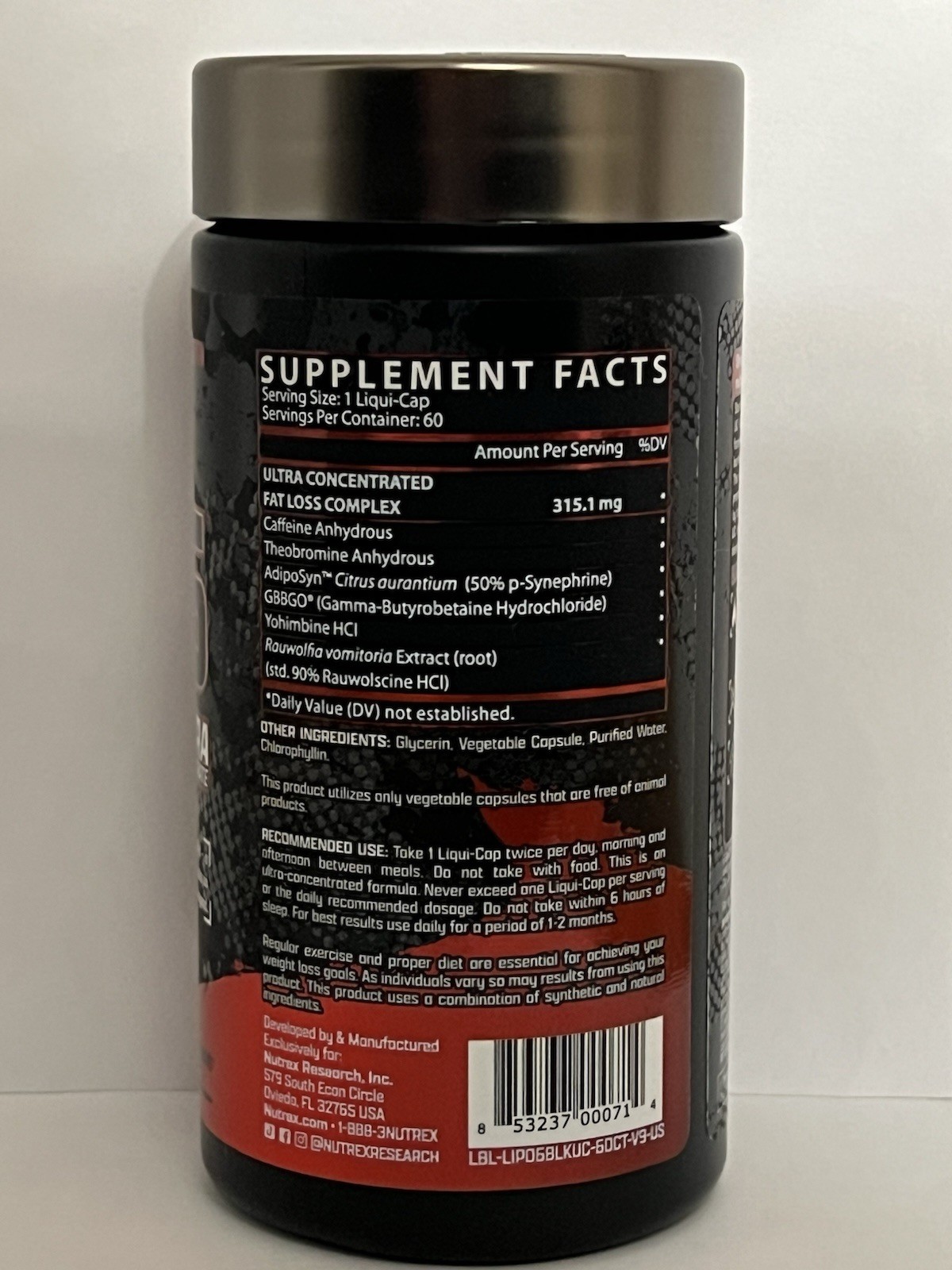 Lipo6 Black Intense Ultra Concentrate Thermogenic Fat Burner Weight. Exp 05/2027