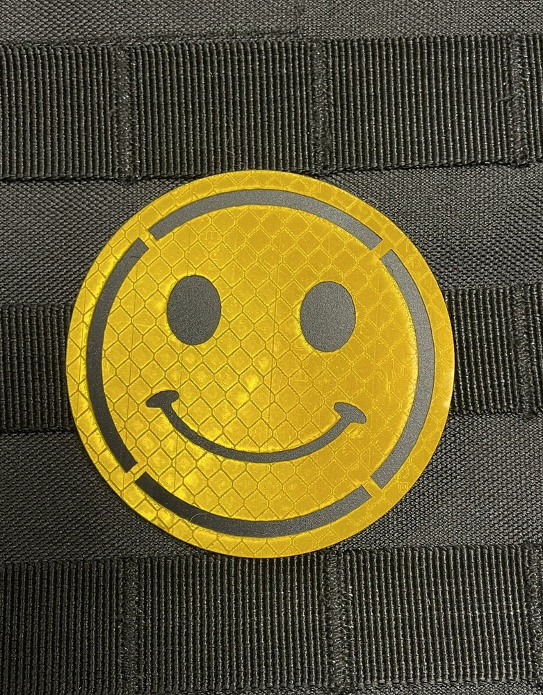 IR Smiley Face Patch Hook & Loop Airsoft Morale Tactical Reflective Running