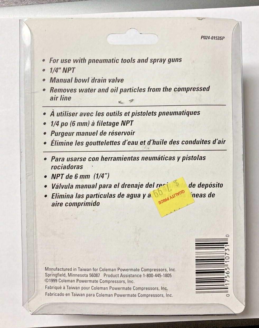 Coleman Power mate Professional Water & Oil Separator
