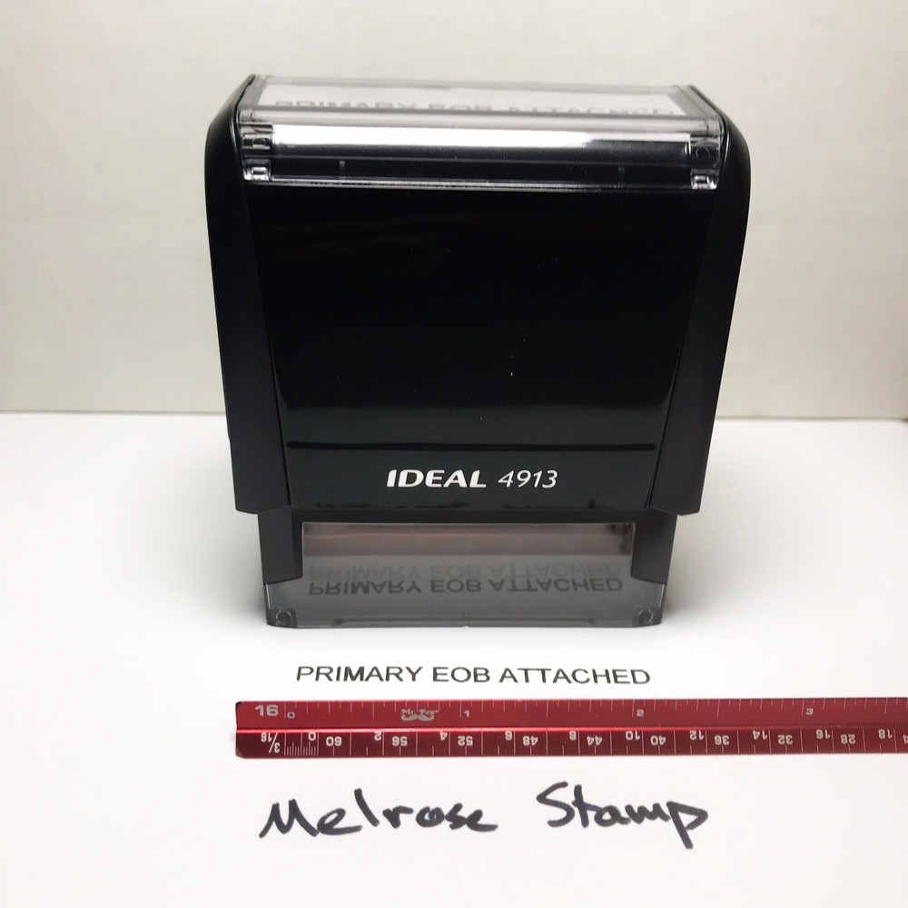 Primary EOB Attached Rubber Stamp Black Ink Self Inking Ideal 4913