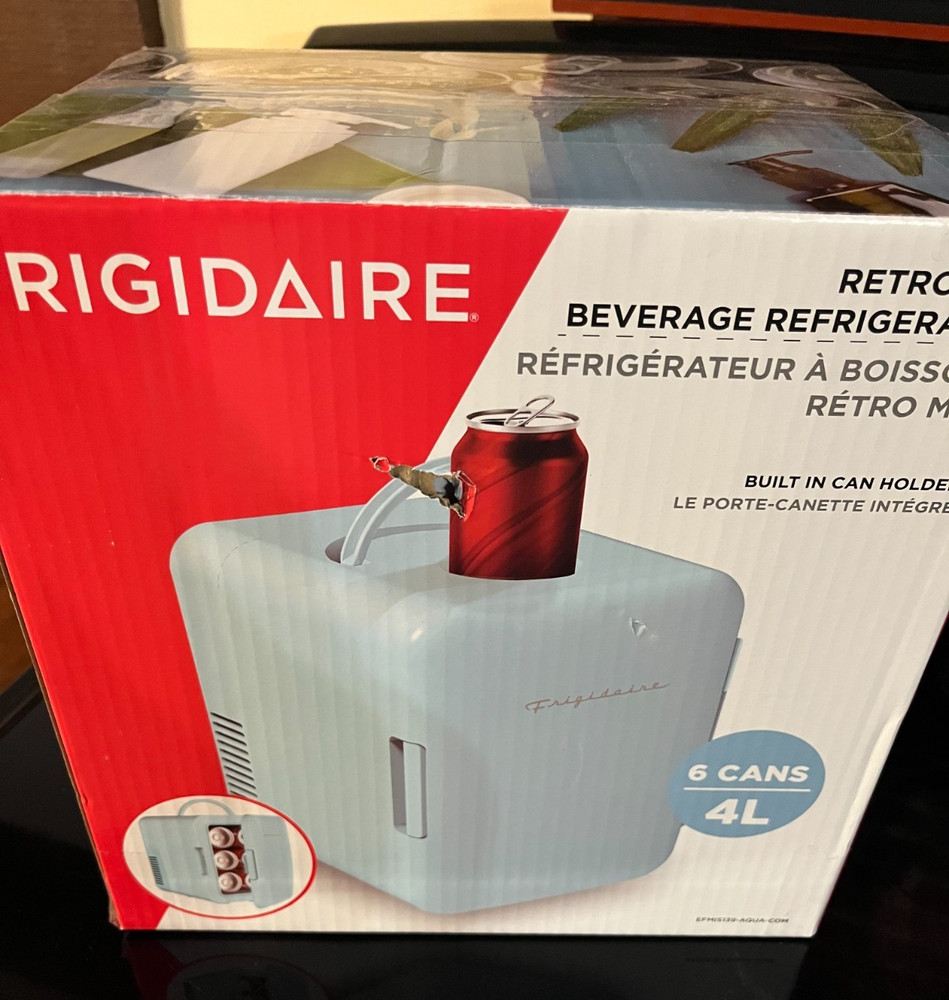 Frigidaire Retro Mini Fridge Tiny Beverage Refrigerator Aqua 6 Can