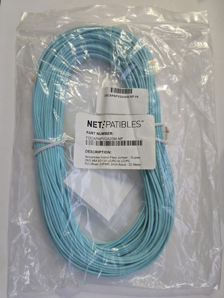 5-Pack: FDCAPAPV2A20M-NP OM3 LC to LC Fiber Patch Cable Multimode Duplex