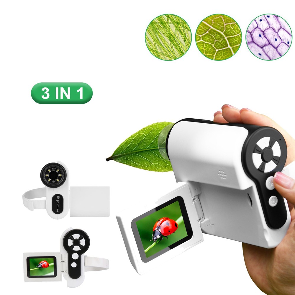 1000X Handheld Microscope for Kids Screen Rechargeable Mini Pocket Digital