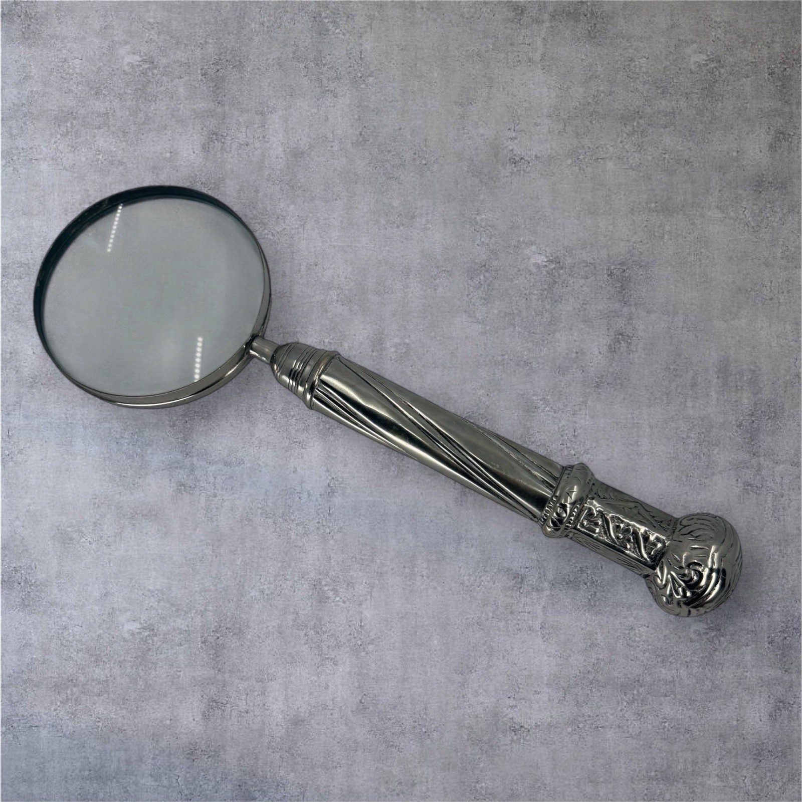 Large Antique Victorian Edwardian Silver Plated Magnifying Glass 12” Long