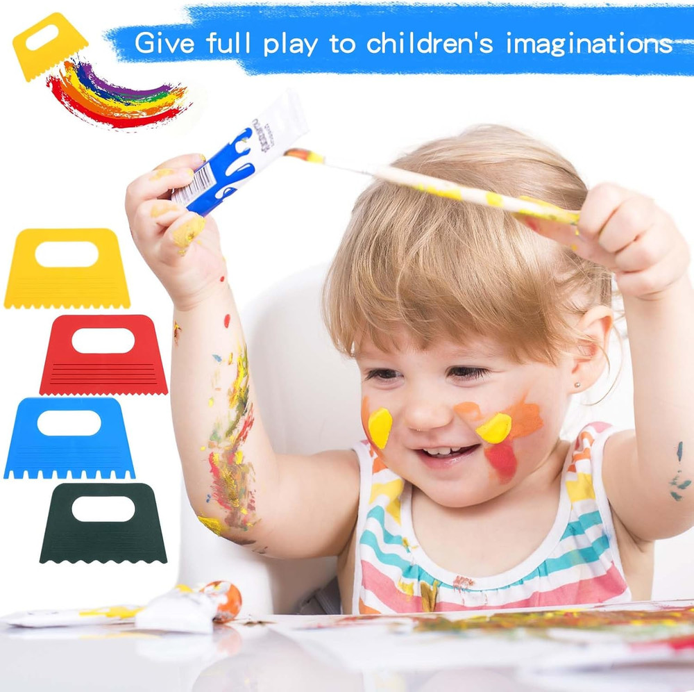 4PCS Plastic Paint Scraper Tools for Canvas Texture Art DIY Painting Crafts