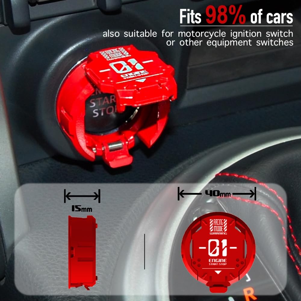 𝙊𝙧𝙞𝙜𝙞𝙣𝙖𝙡 | Push Start Button Cover, Metal Mecha Car Engine Start Stop...