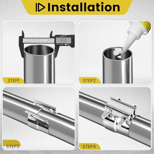 Pcs Exhaust Clamp 3/2 Butt Joint 304 Stainless Steel Band Lap Joint 3.5 inch 1