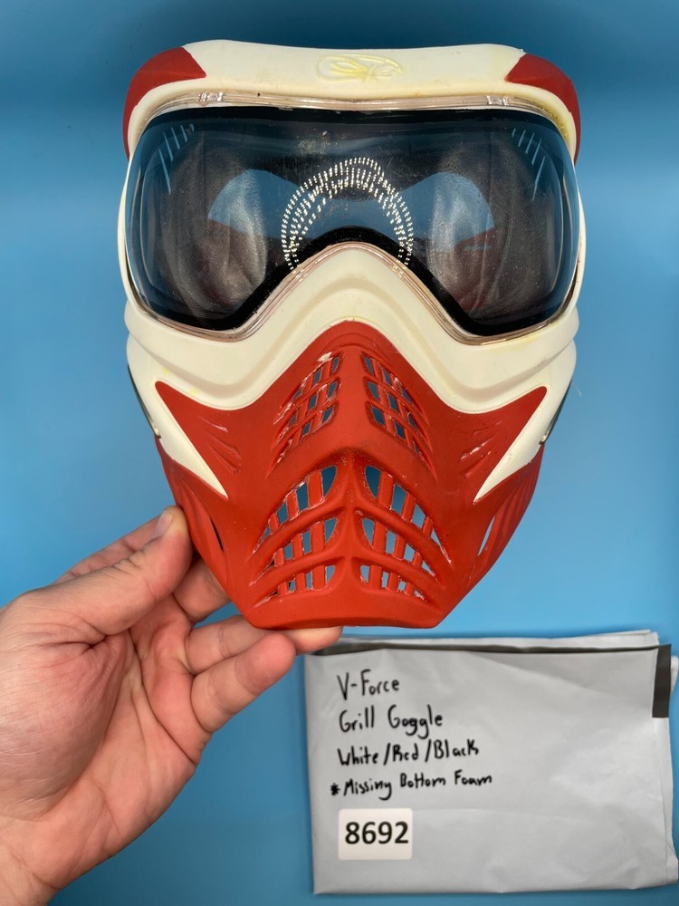 V-Force Grill Goggle White/Red/Black (Missing Bottom Foam)