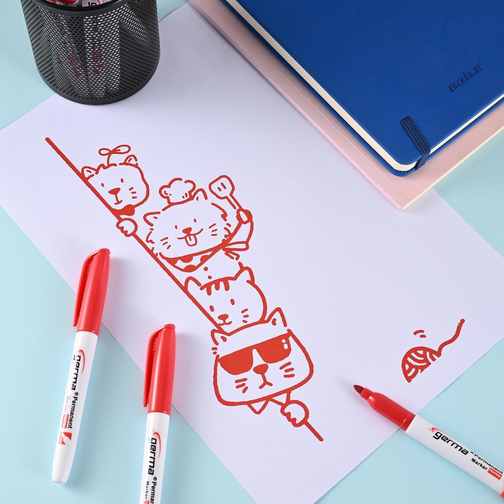 Permanent Markers,Fine Point Markers, 15 Pack Red Permanent Marker Set, Quick Dr
