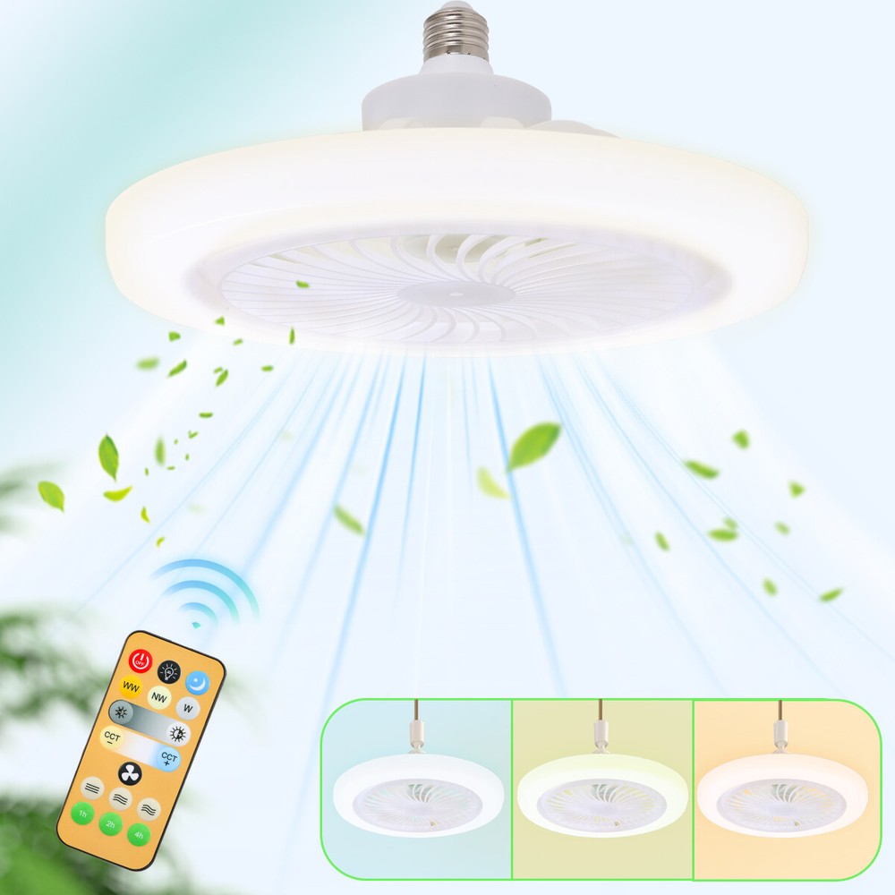 Fan For E27 Socket Light With Remote, Ceiling Fan Adjustable Smart LED Fan