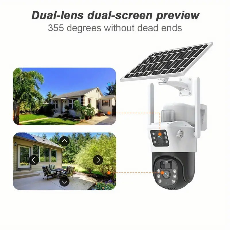 Solar Battery Powered Wireless WiFi Outdoor PTZ Home Security Camera