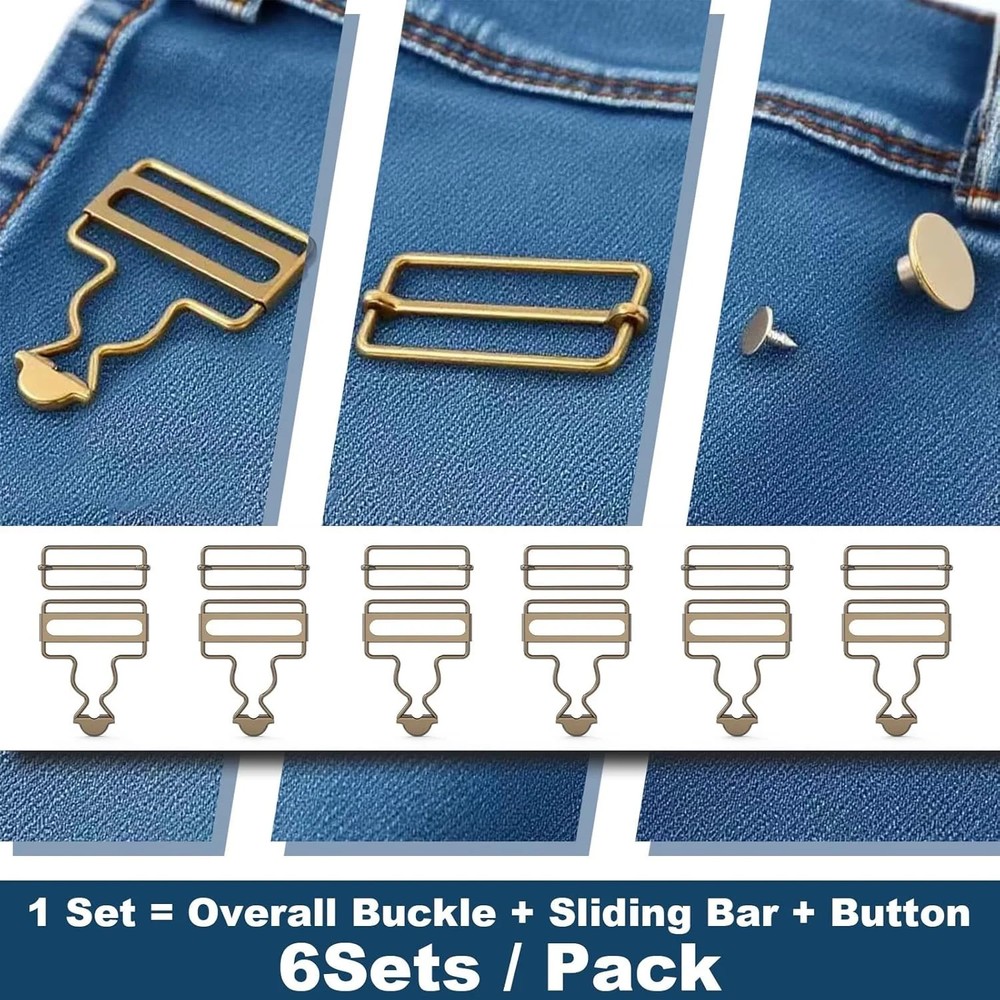 6 Sets Durable Metal Overall Buckles Replacement, Overall Clasp Replacement