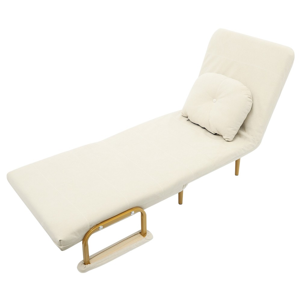 Convertible Sofa Bed with Pillow, 5-Gear Adjustable Backrest, Compact Design