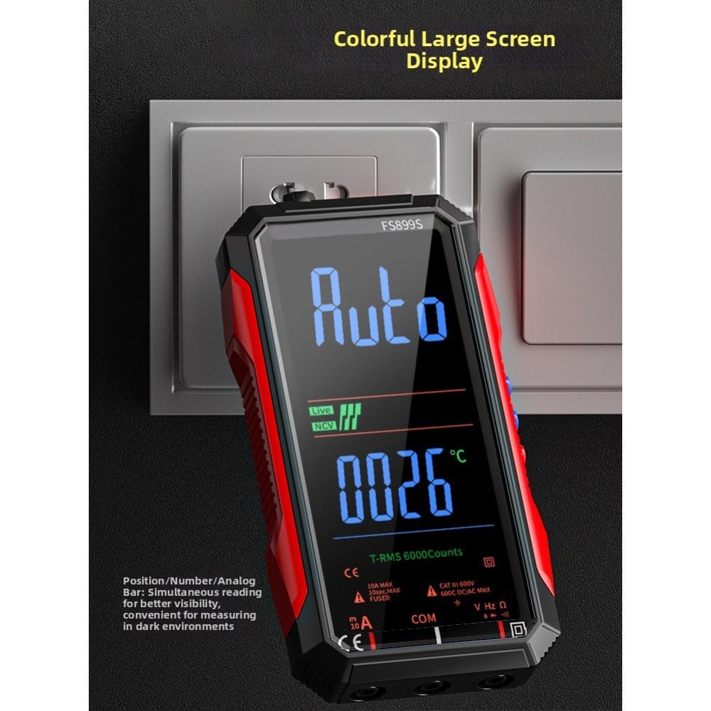 FS899S Digital Multimeter With USB C Charging And Large Backlight Display