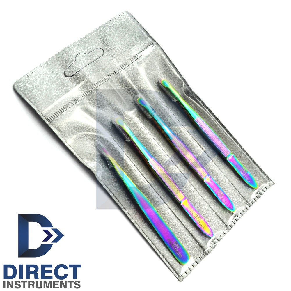 4pcs Slanted Tip Tweezer Multi Coded Best Precision Eyebrow EyeLash Tweezers Kit