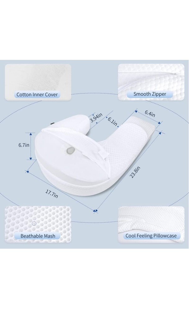 SAHEYER Pillow for Side Sleeper, Odorless J-Shaped Side Sleeper Pillow for Ad...