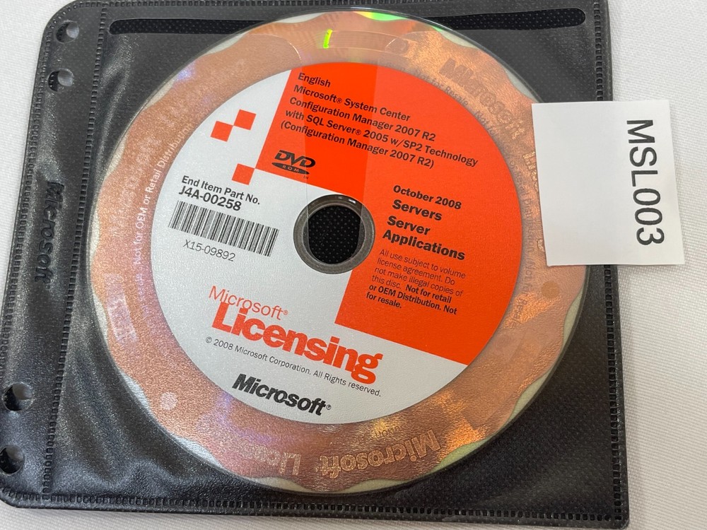 Microsoft System Center Configuration Manager 2007 R2 w/ SQL 2005 Windows DVD