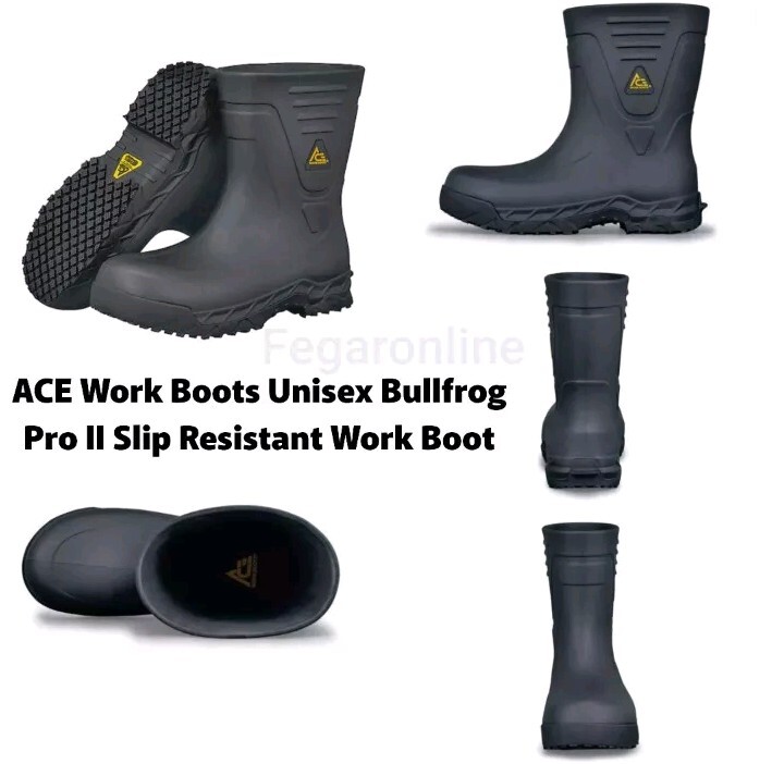 ACE 64133 Work Boots Unisex Bullfrog Pro II Slip Resistant Men 7 / Women 9