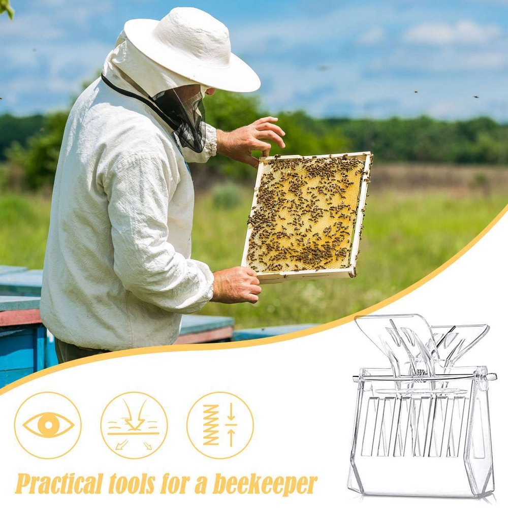5PCS Beekeeping Queen Bee Cage Catcher Clips Plastic Transparent Set
