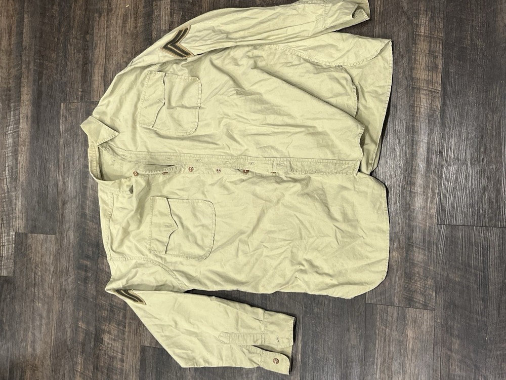 Original ? Ww2 US Army Sergeant Shirt Tunic Size 17.5 Uniform  Rank Patch
