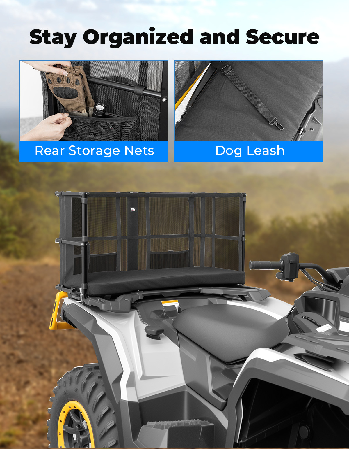 Pet Seat Cushion ATV Rear Rack Pad Dog Carrier For Can-Am Polaris Kawasaki Honda