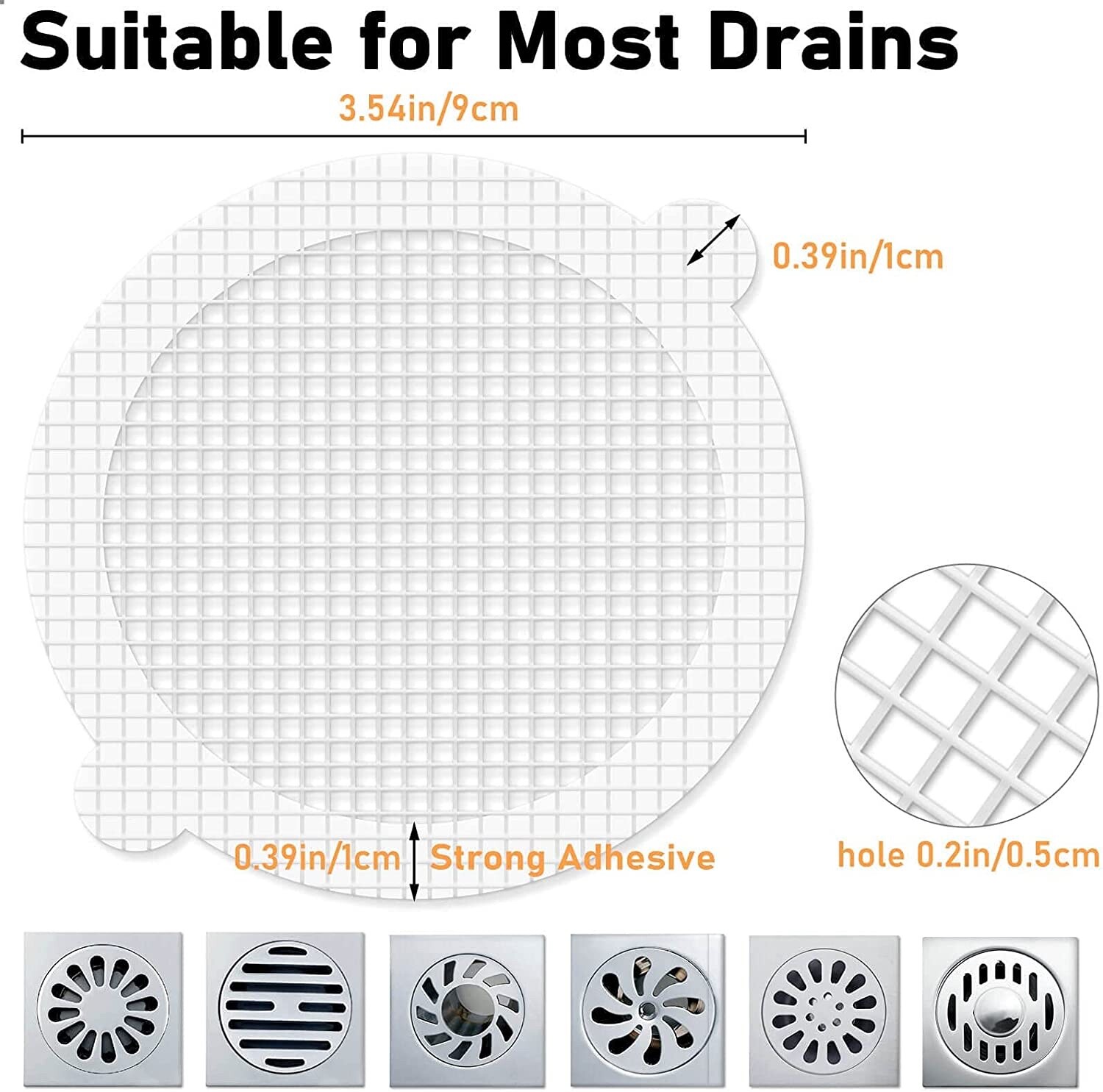 50 Pack Disposable Shower Drain Hair Catcher Mesh Sticker Strainers for Shower