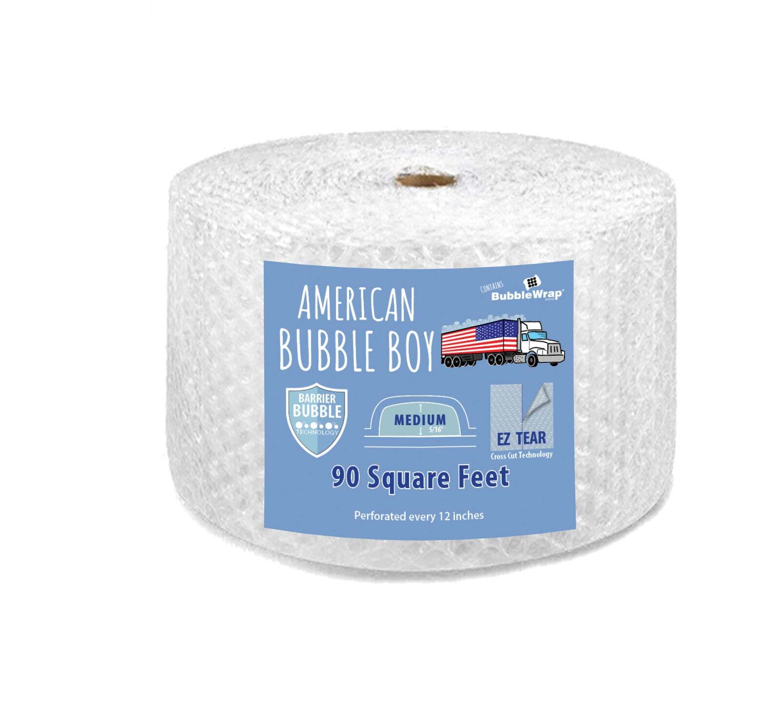 12" Medium (5/16) American Bubble Boy Bubble Wrap - 90 Square feet