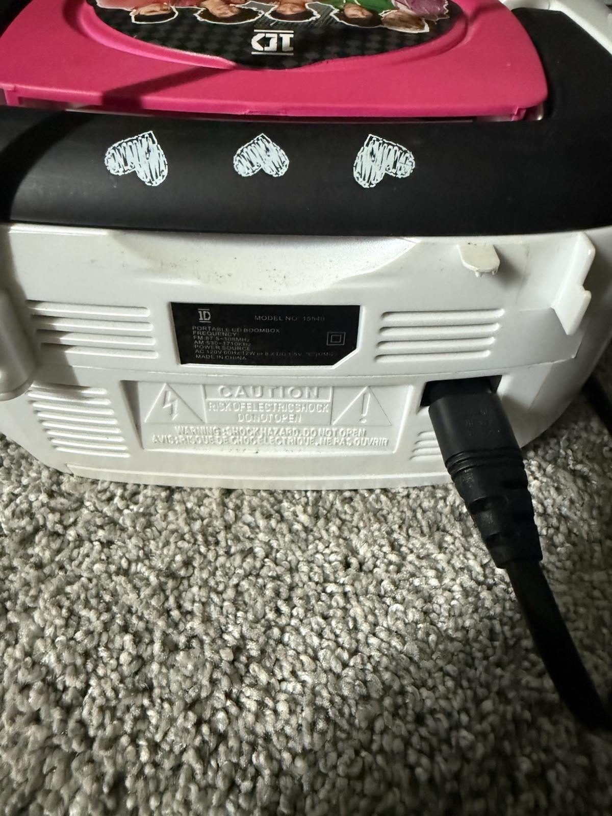 One Direction 1D Portable AM/FM Radio CD Player Boombox RARE - READ DESCRIPTION