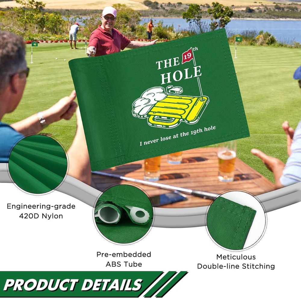 19th Hole Portable Golf Flag for Backyard Putting Practice & Training Aid