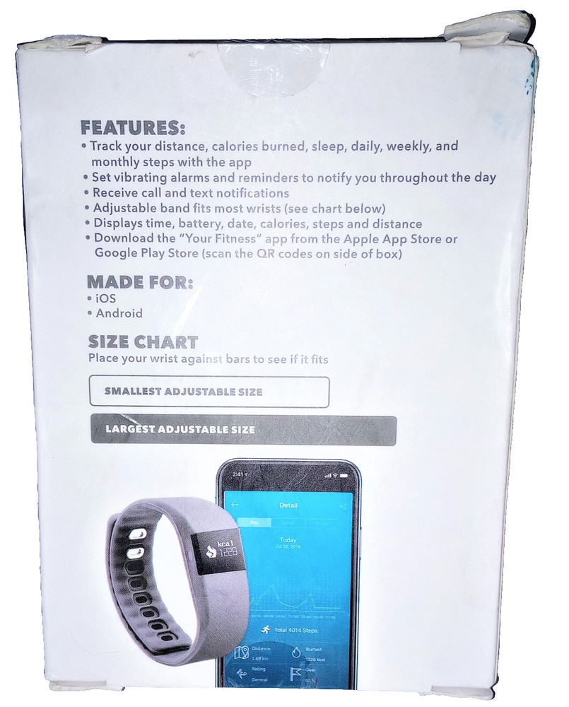 Bluetooth Activity Tracker (GEMS) - iOS & Android - Adjustable Size - Gray - New