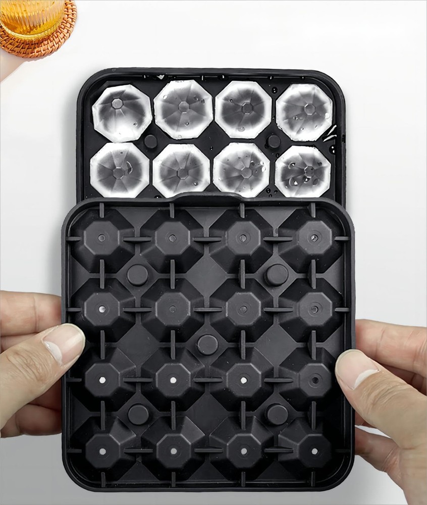 2 Pack Tiny Diamond Ice Molds Silicone Ice Cube Trays, 16 Cubes Per Tray