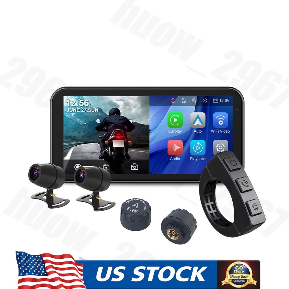 Motorcycle Dashcam 6.25inch Touchscreen Loop Recording GPS Track Bluetooth V4.0