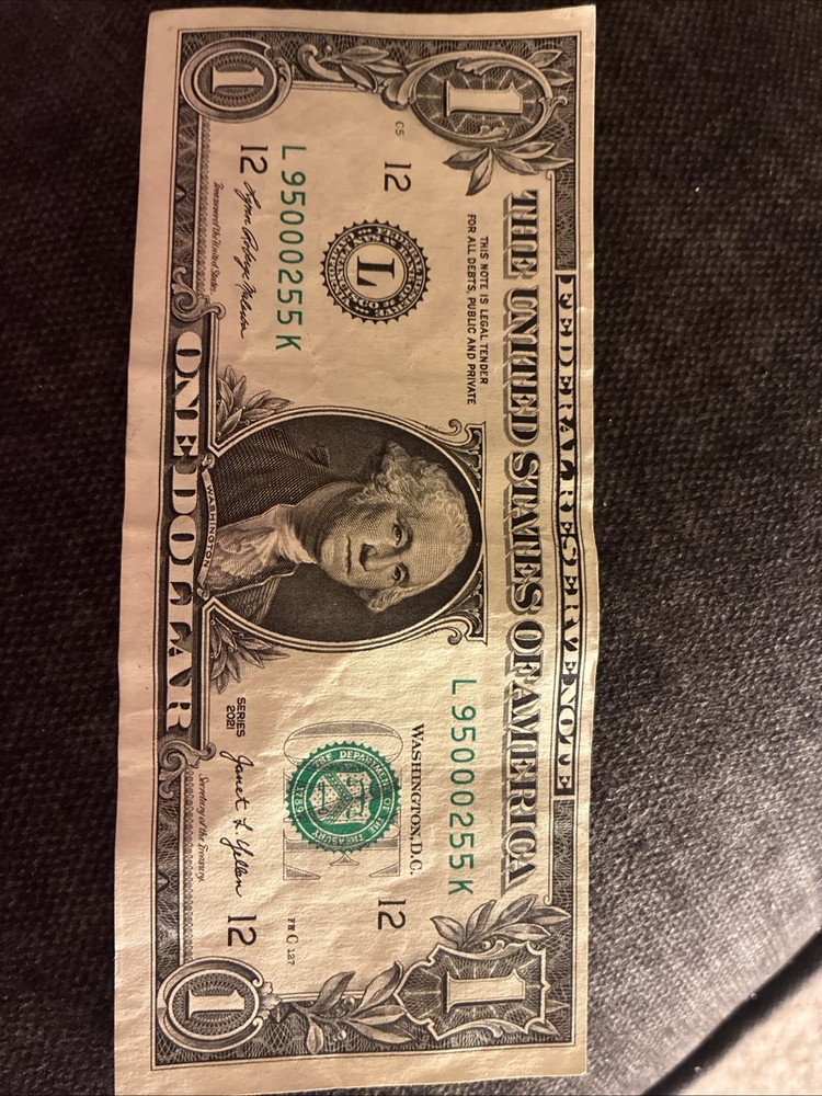 Circulated $1 Bill Misprint/Misaligned 1 Dollar