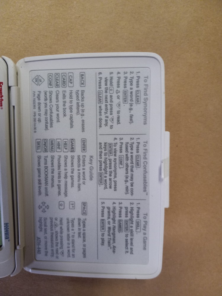 Franklin Bookman Advanced Thesaurus ATH-440 TESTED