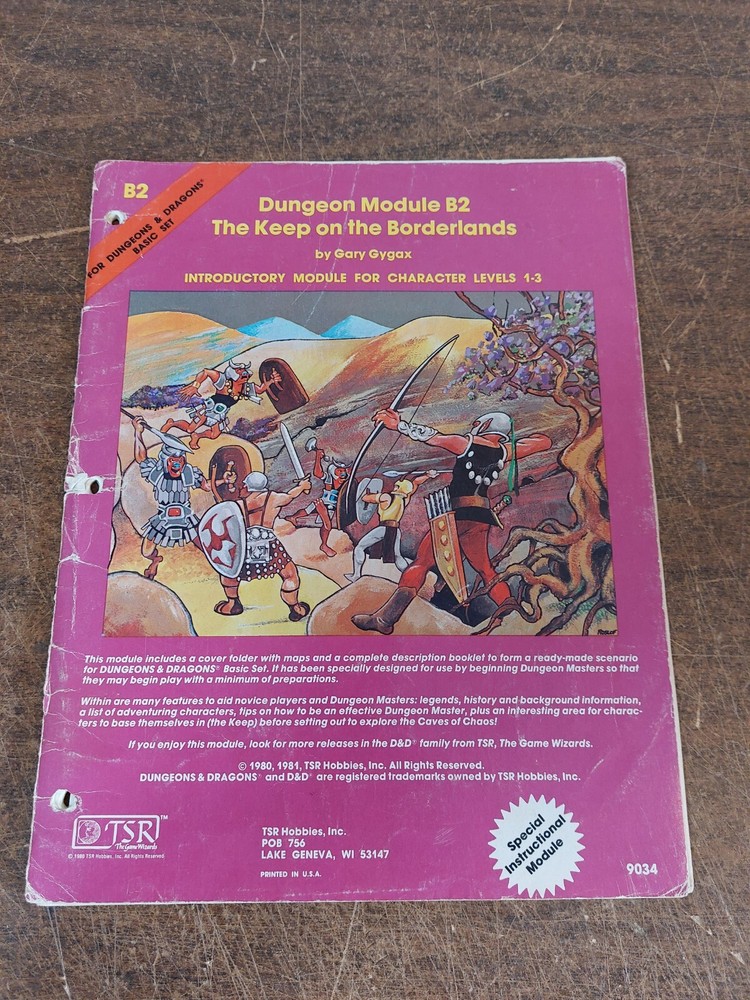 B2 THE KEEP ON THE BORDERLANDS 1981 Dungeons & Dragons Module * Missing Pages *