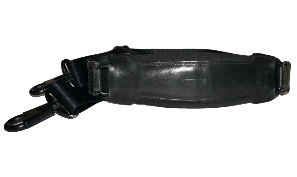 TUMI Black Leather & Nylon Adjustable 30-48" Replacement Strap