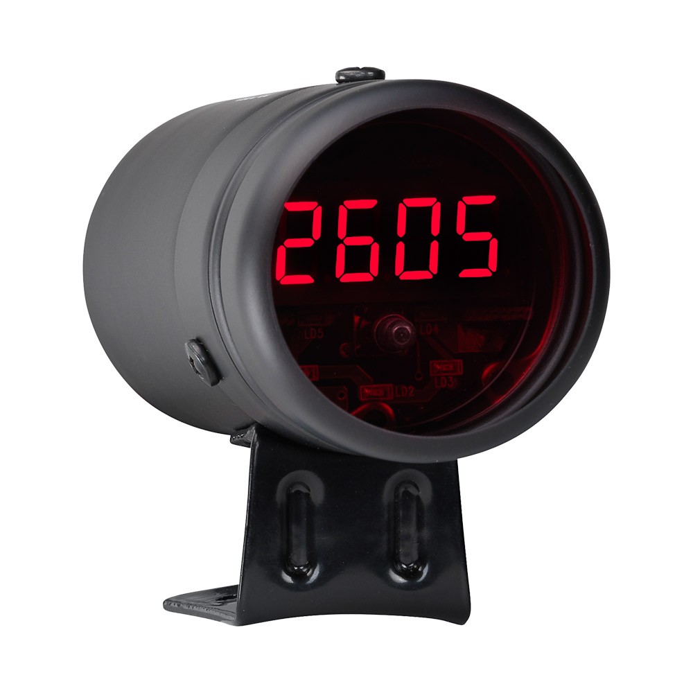 GlowShift Black Digital Tachometer & Red LED Shift Light