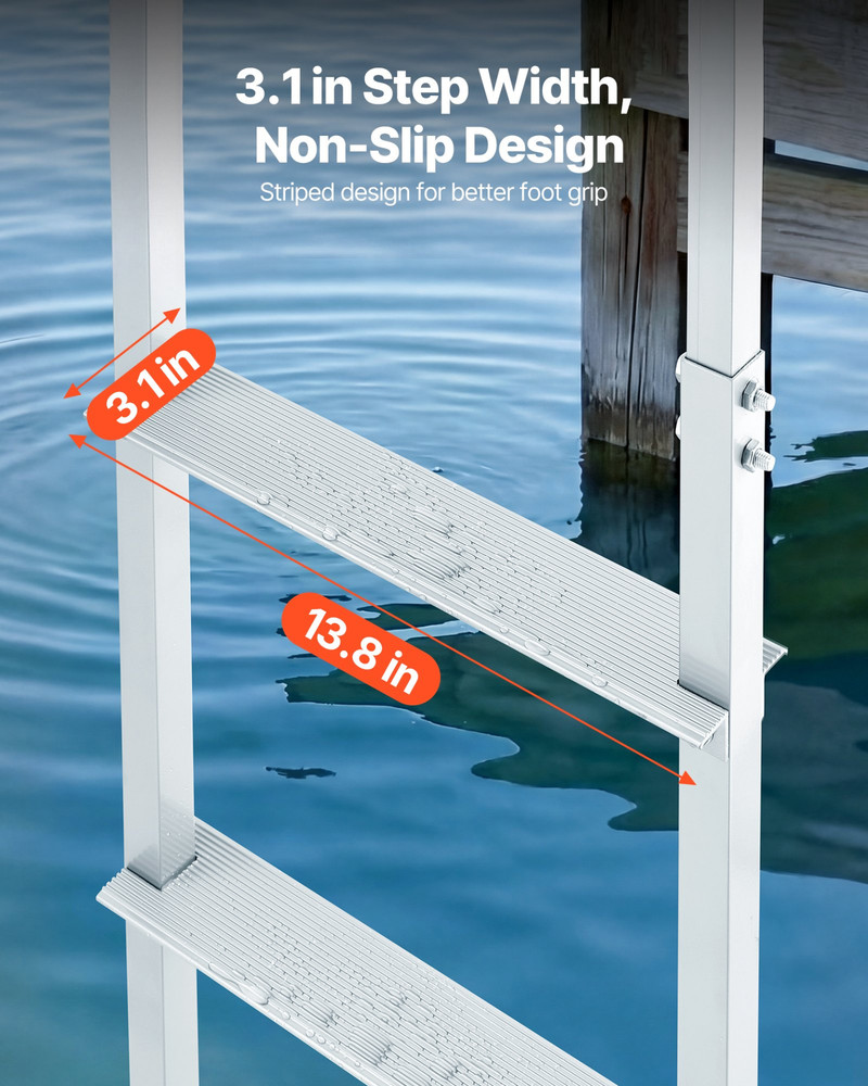 Removable Dock Ladder, 4 Steps, Marine Boarding