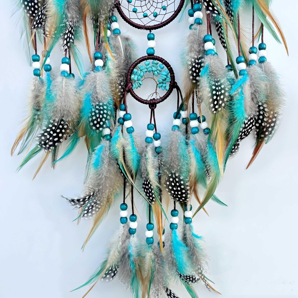 Boho Turquoise Dream Catcher Wall Hanging Large