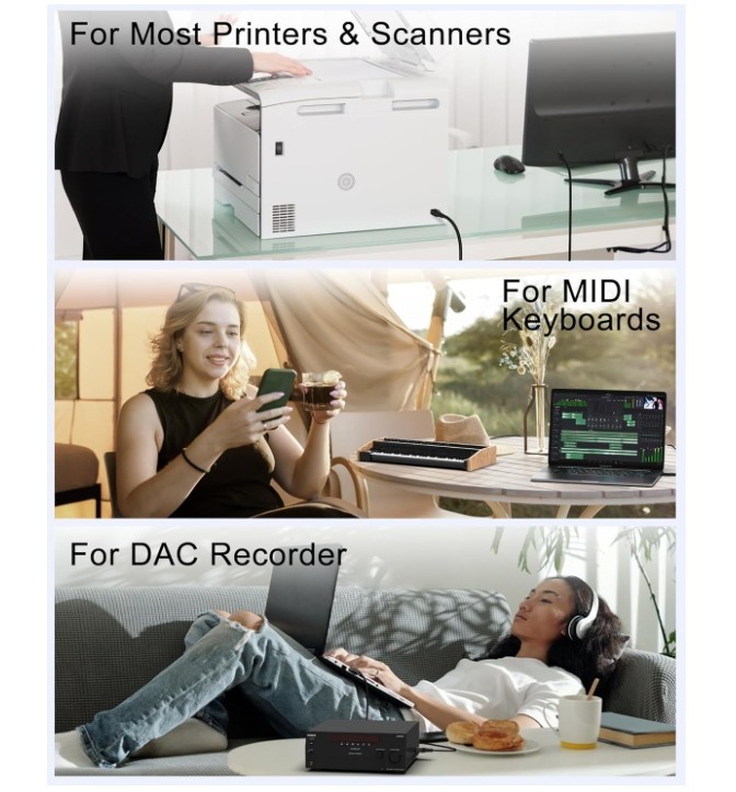 HP Printer Cable 6ft, Square USB A to USB B Cable for Printer/Scanner Epson,..