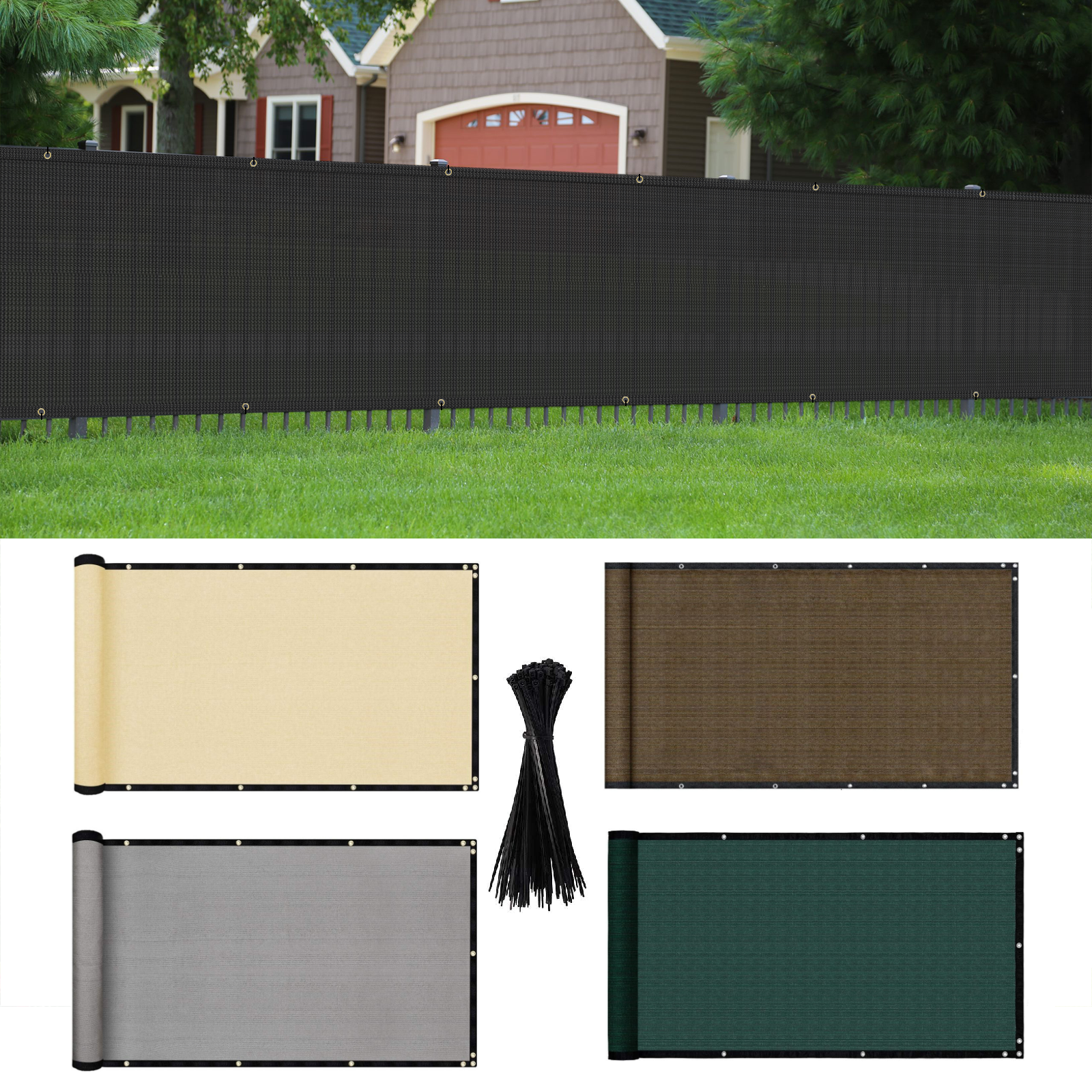 200GSM Fence Privacy Screen Cover Mesh 4' 5' 6' 8' x 50' Black Green Beige Brown