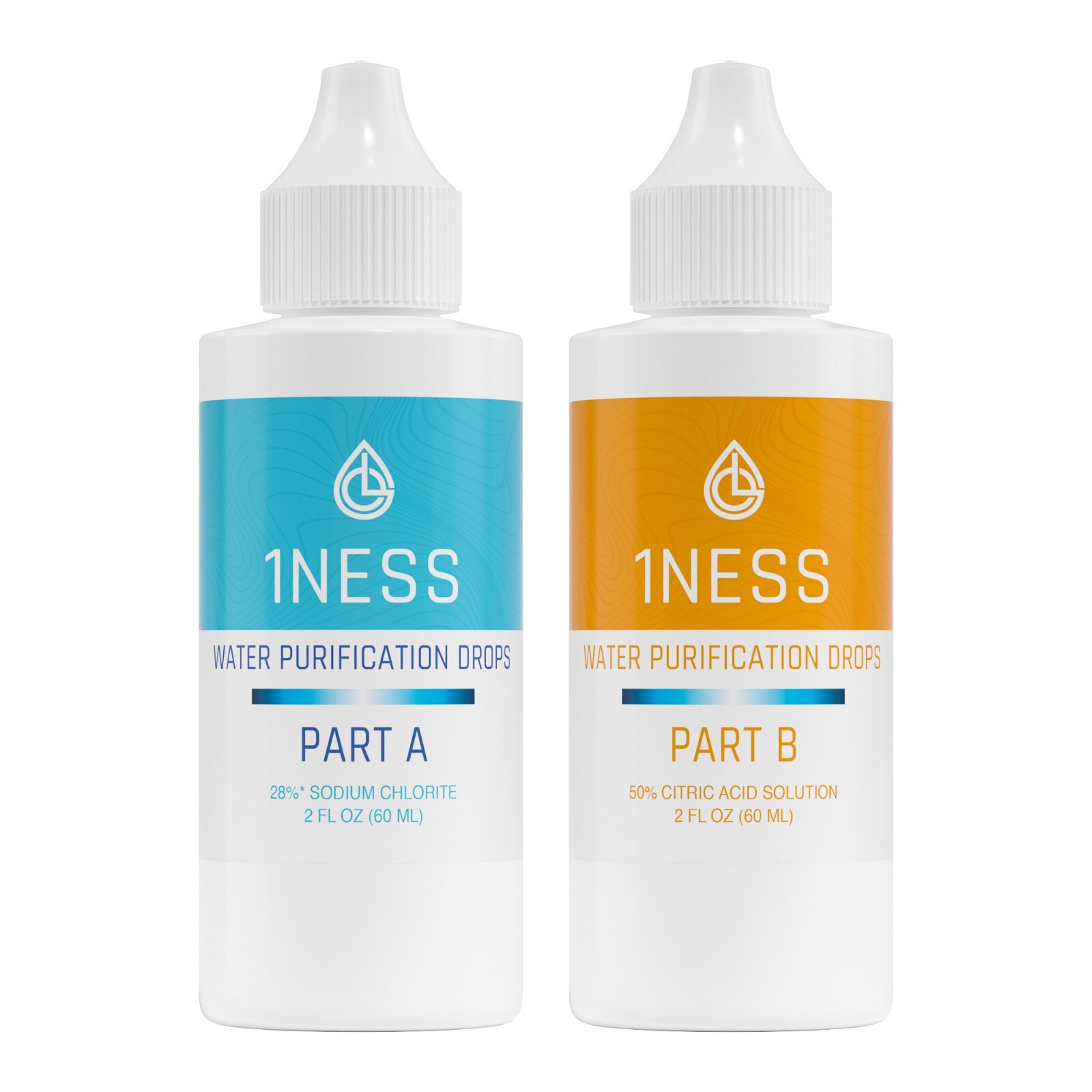 1ness Water Treatment Drops - BPA-Free Plastic Bottles - 2oz Kit (CitricKit)
