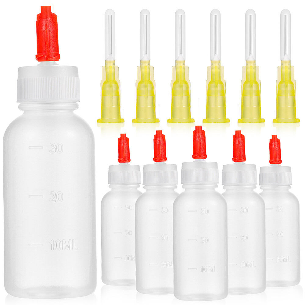 6 Sets 30ML Needle Tip Glue Applicator Bottle Precision Tip Squeeze Bottle
