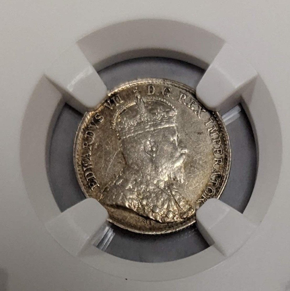 1908 Canada 5c Large 8 AU Details